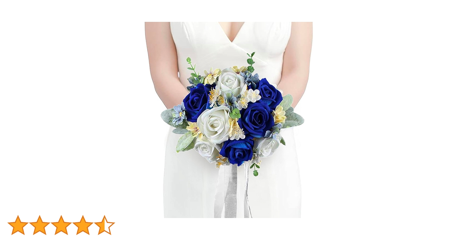 Amazon｜Rinlong ブルー ウェディングブーケ 7インチ シルク